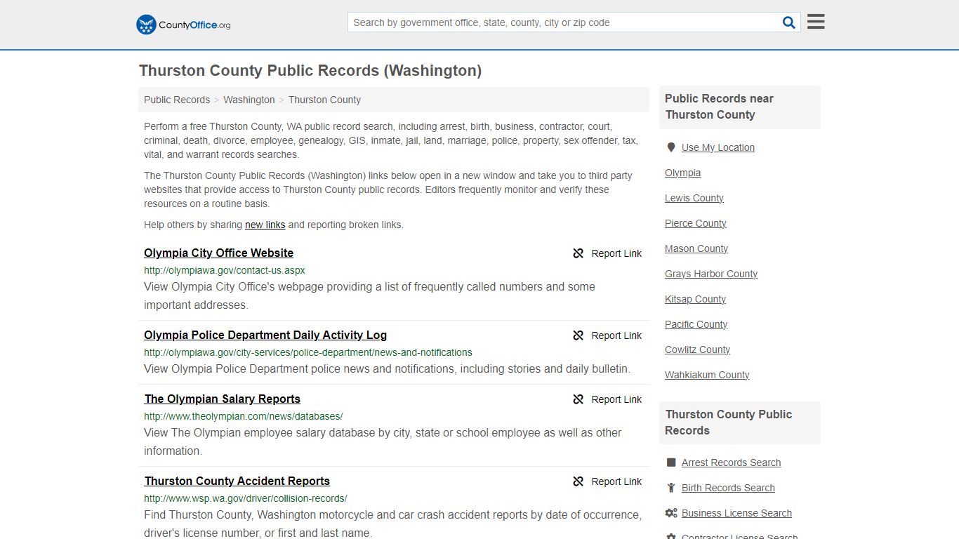 Thurston County Public Records (Washington) - County Office
